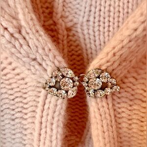 Rachel Roy 100% Cashmere Blush Shrug Sweater Rhinestone Clasp Luxury Cardigan 💗💎